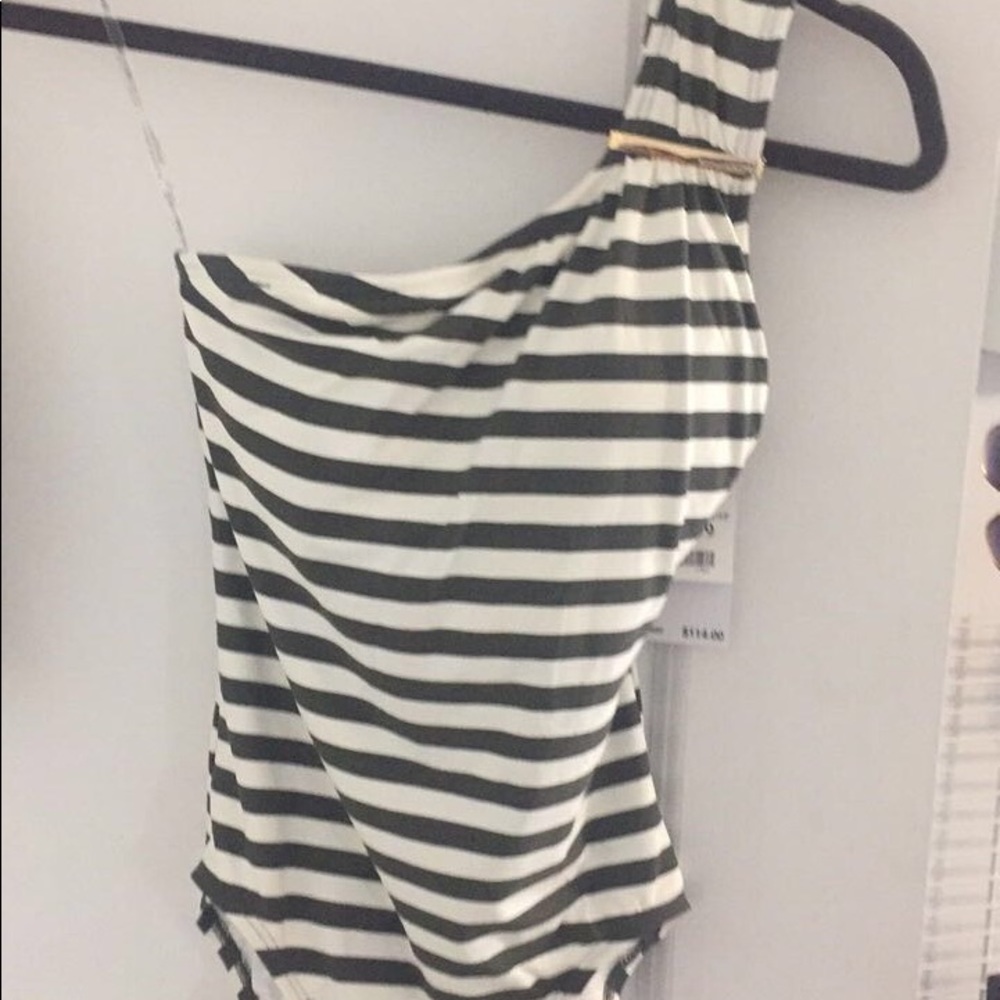 Michael Kors One shoulder striped Swimsuit NWOT